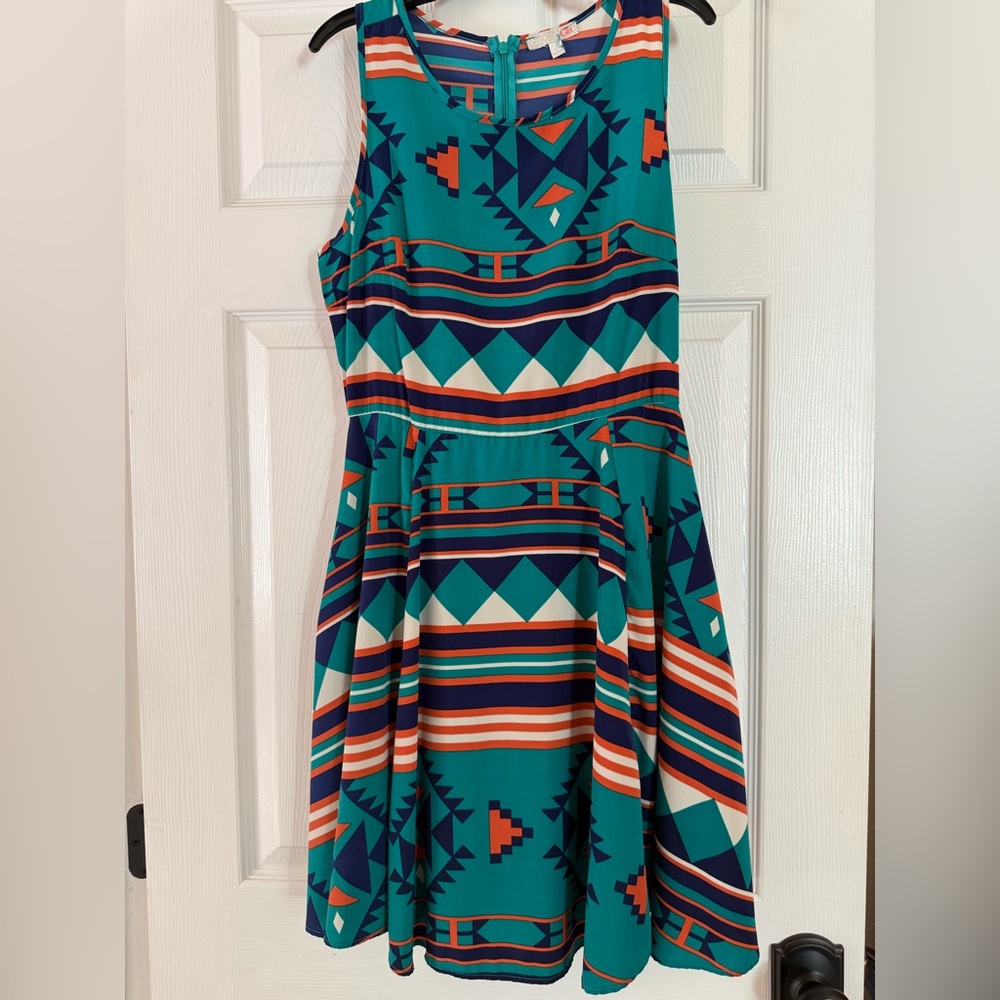 GB Boho Aztec A-Line Dress